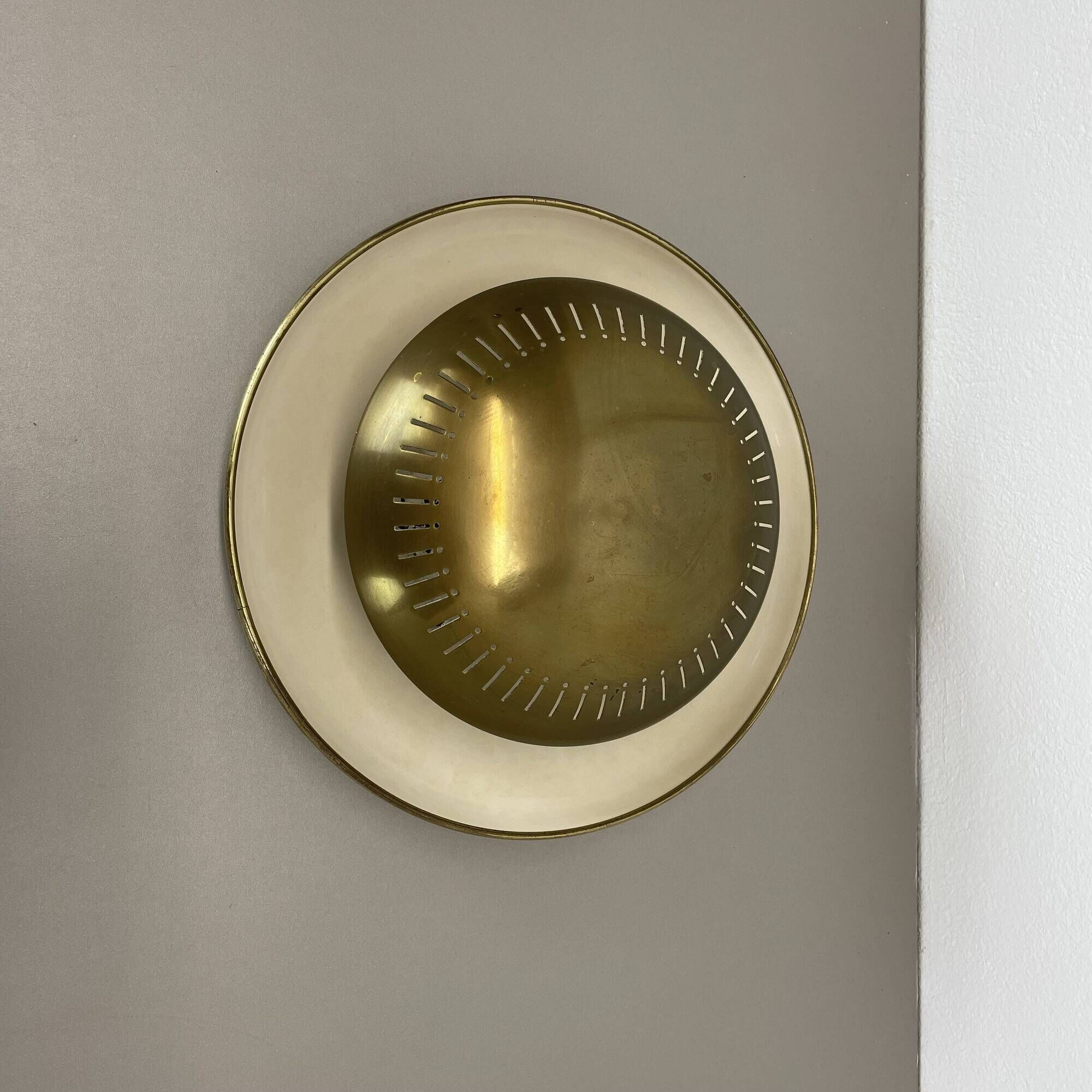 Large 30cm Brass Italian Stilnovo Style Theatre Wall Ceiling Light, Italy 1950s
