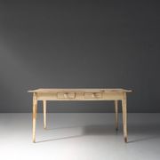 Painted Wooden Farm Table with Tapered Legs, France 1800s