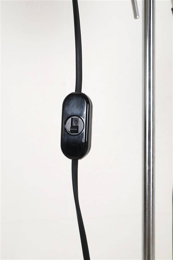 Mid-century double-spot floor lamp / aluminum / 1960s–1970s / space age / Danish modern design