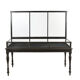 Glazed presentation table with dark wood