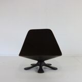 Seventies original leather cushion fiberglass lounge chair