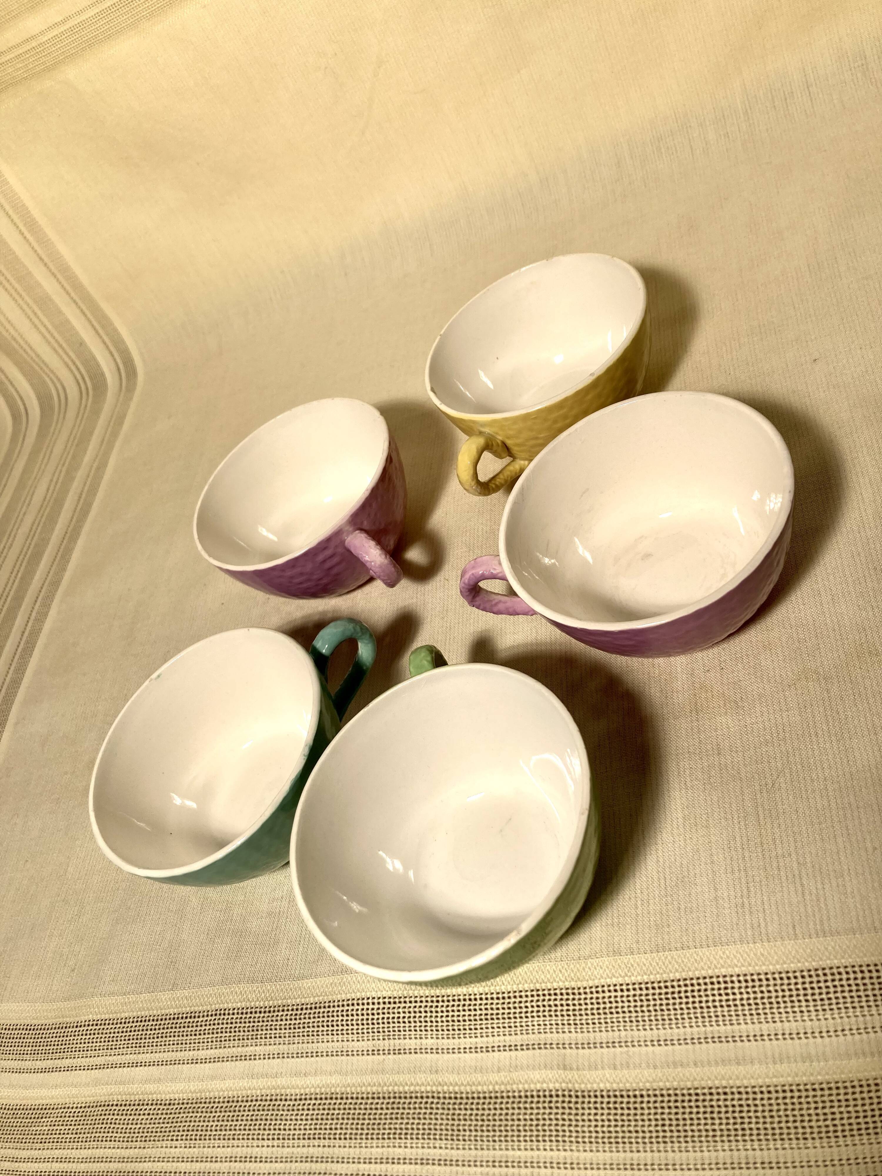 5 cups and vintage coffee saucers Digoin & Sarguemines