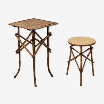 Bamboo and Rattan Side Tables/ Plant table