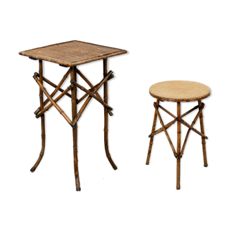 Bamboo and Rattan Side Tables/ Plant table