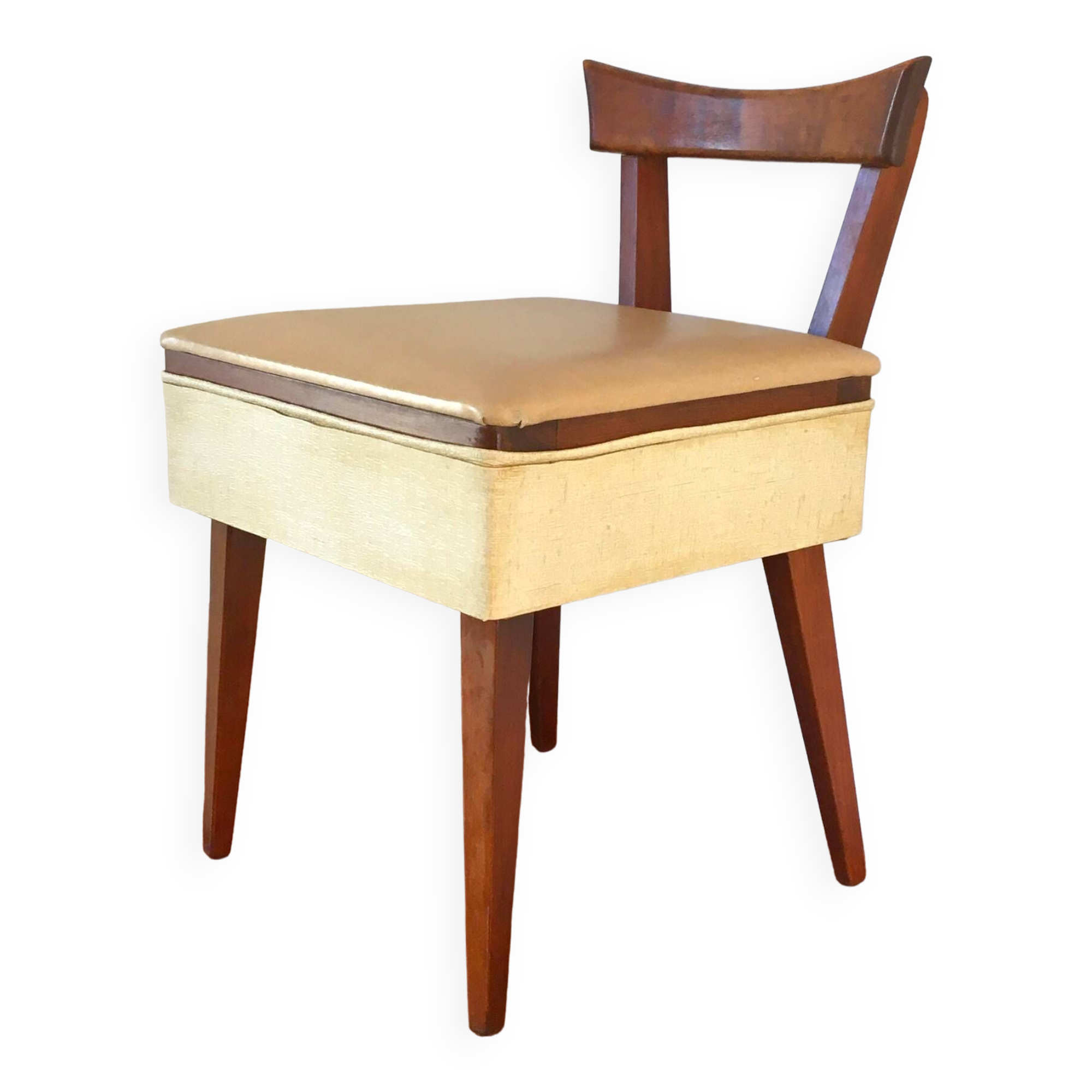Chaise coffre travailleuse vintage années 50