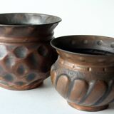 Set of 2 copper planters, vintage from the 60s