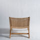 Reclining armchair in natural wood and woven rattan