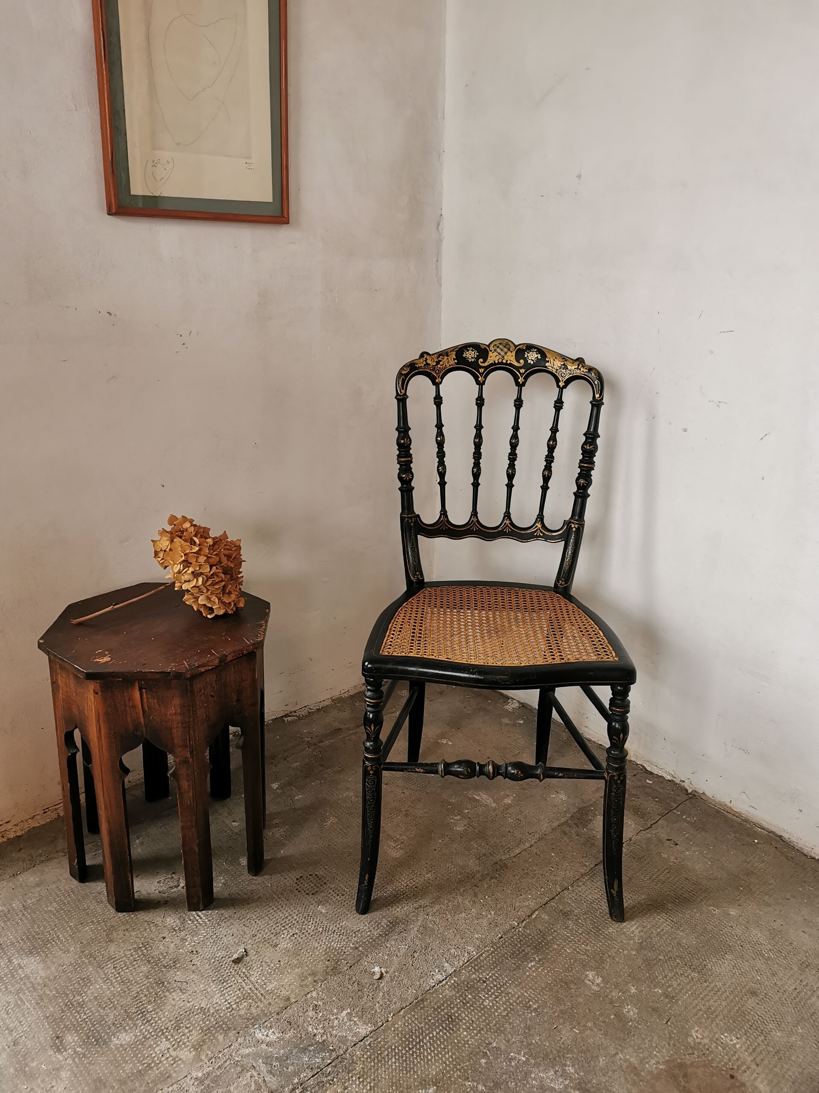 Black chair Napoleon III year, with gilding