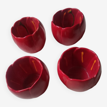 Set of 4 Villeroy and Boch red tulip cups