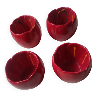 Set of 4 Villeroy and Boch red tulip cups