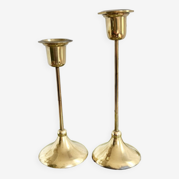 Pair of Scandinavian style brass candlesticks