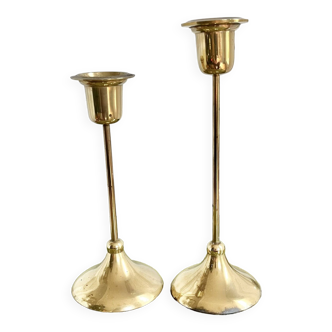 Pair of Scandinavian style brass candlesticks