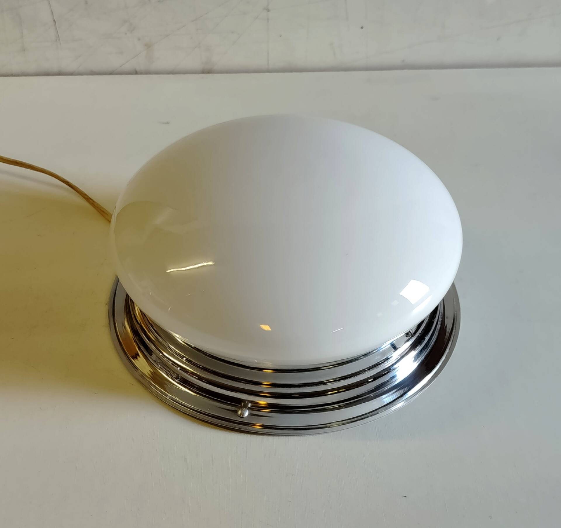 Bauhaus ceiling light or wall lamp with opaline globe and chrome metal - mid 20th century.