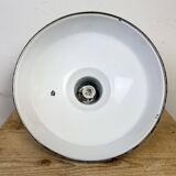 Industrial British Grey Enamel Factory Pendant Lamp, 1960s