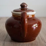 Vintage French brown teapot with ceramic infuser