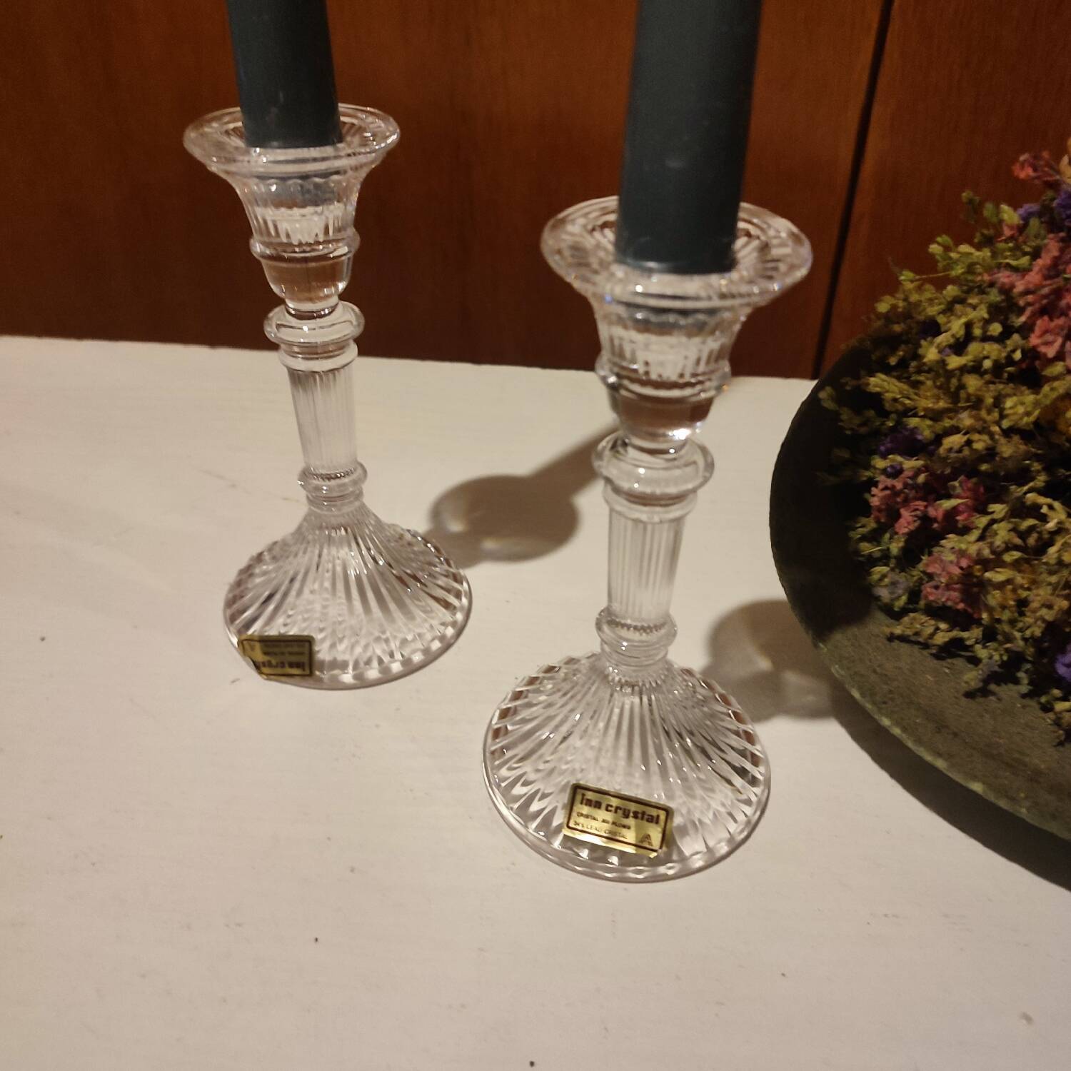Duo de bougeoir en cristal d'Autriche