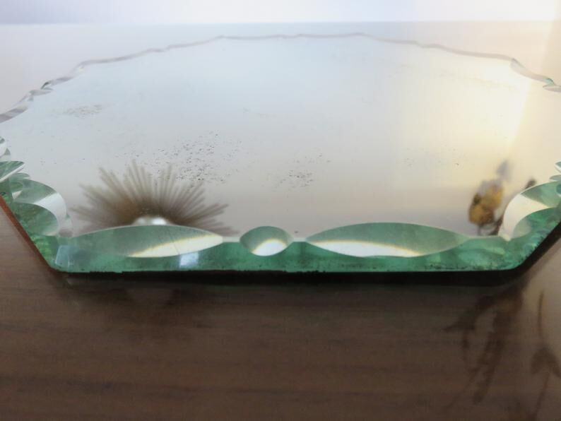 Octagonal mirror bevelled art deco 40 50 21x21cm