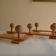 Brutalist wooden accordion wall coat rack with 7 hooks
