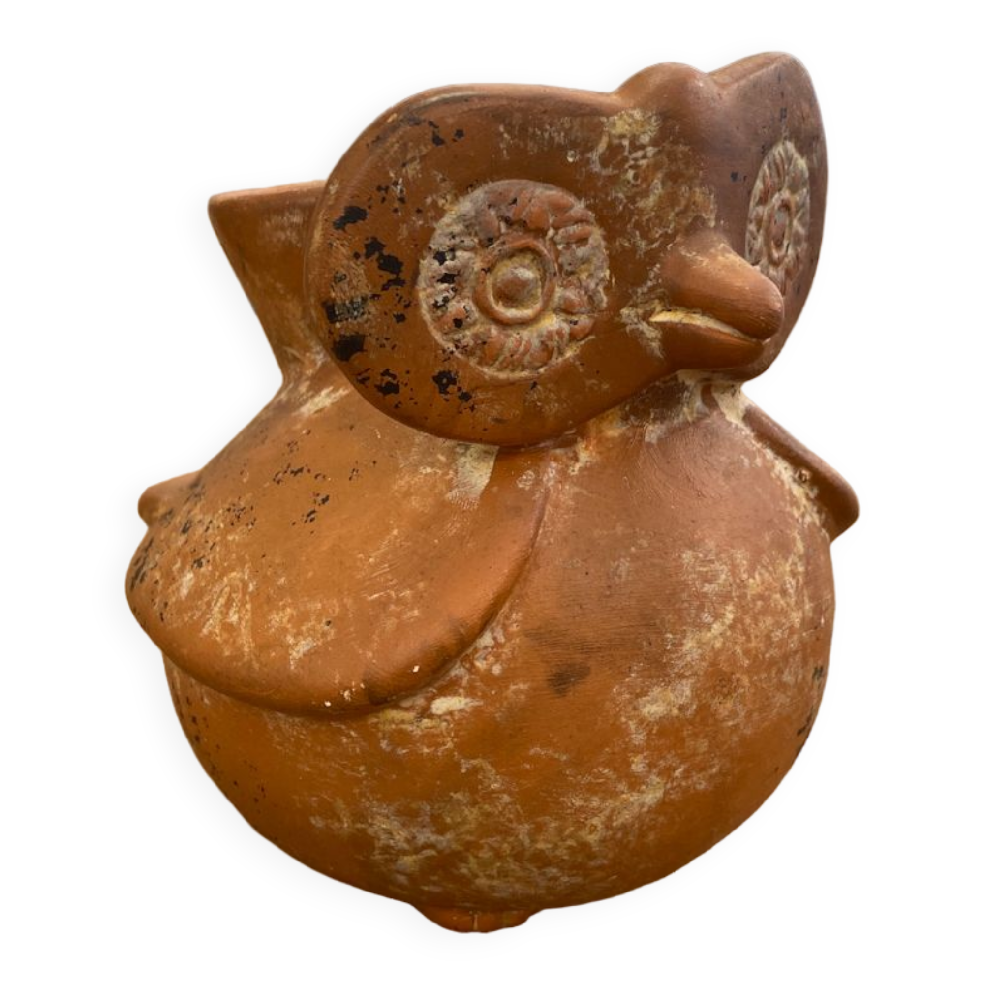 Ceramic vase in brown stoneware figure of owl