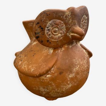 Ceramic vase in brown stoneware figure of owl