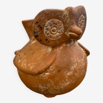 Vase céramique en grès marron figure de chouette