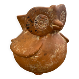 Vase céramique en grès marron figure de chouette