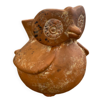 Ceramic vase in brown stoneware figure of owl