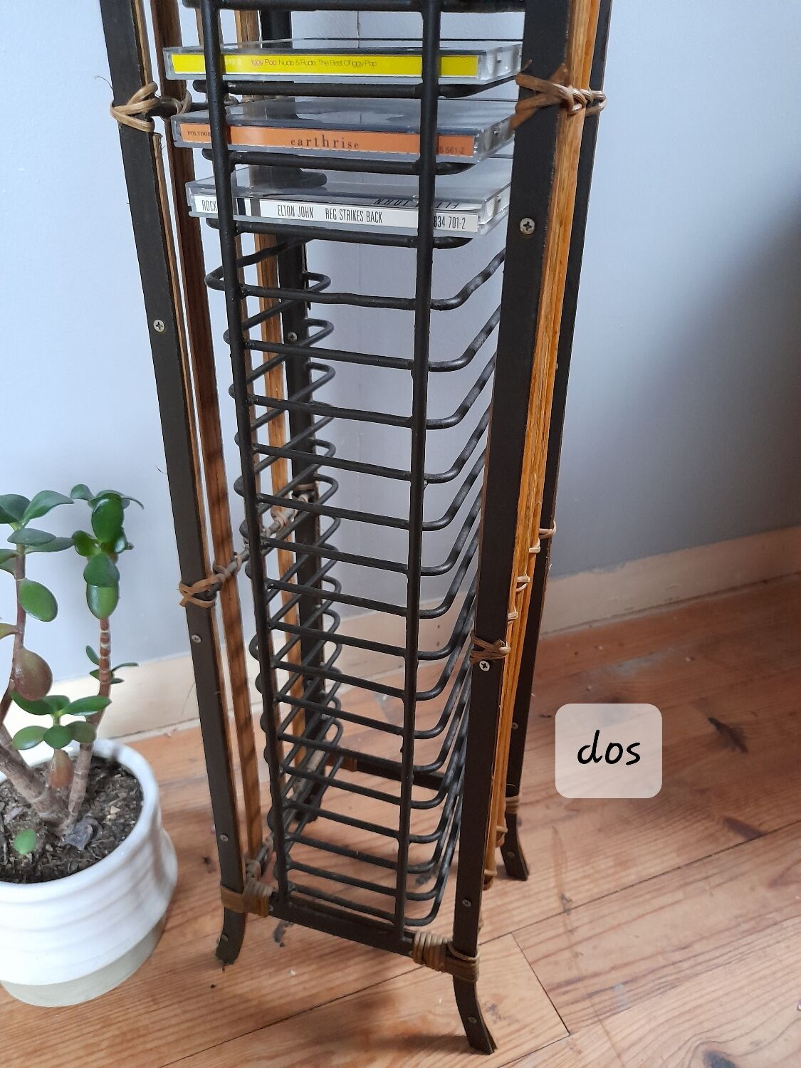 Column shelf range 24 CD metal and bamboo, 80s