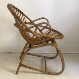 Fauteuil en rotin vintage 60's