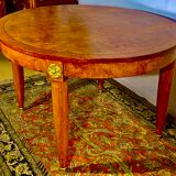 Oval table Art Deco period 1925, magnifying glass of Elm