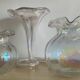 Série 3 vases vintage en pâte verre irisée
