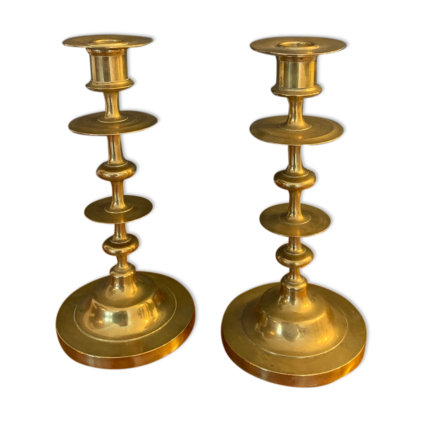 Pair vintage candlesticks solid brass