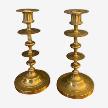 Pair vintage candlesticks solid brass