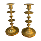 Pair vintage candlesticks solid brass