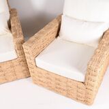 Paire de fauteuils en jonc tressé