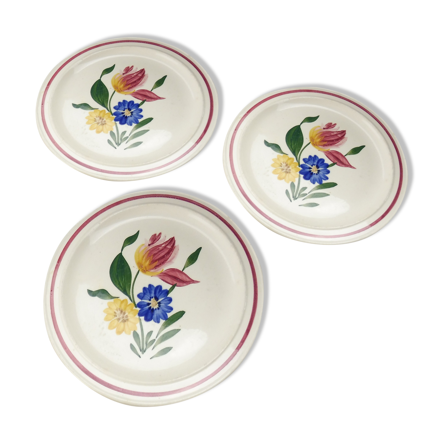 Lot of 3 cake plates, Selestat, Schlettstadt décor, from Sarreguemines
