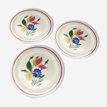 Lot of 3 cake plates, Selestat, Schlettstadt décor, from Sarreguemines