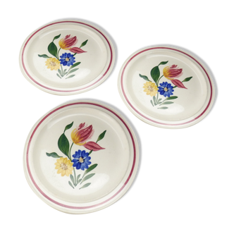 Lot of 3 cake plates, Selestat, Schlettstadt décor, from Sarreguemines