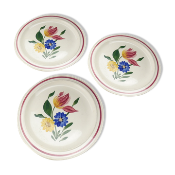 Lot de 3 assiettes à gâteau, décor Selestat, Schlettstadt, de Sarreguemines