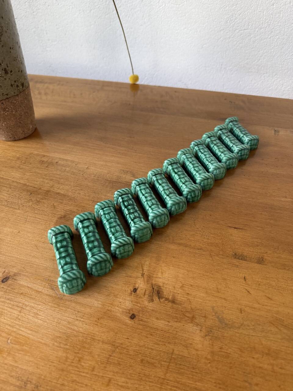 Vallauris green ceramic knife holder