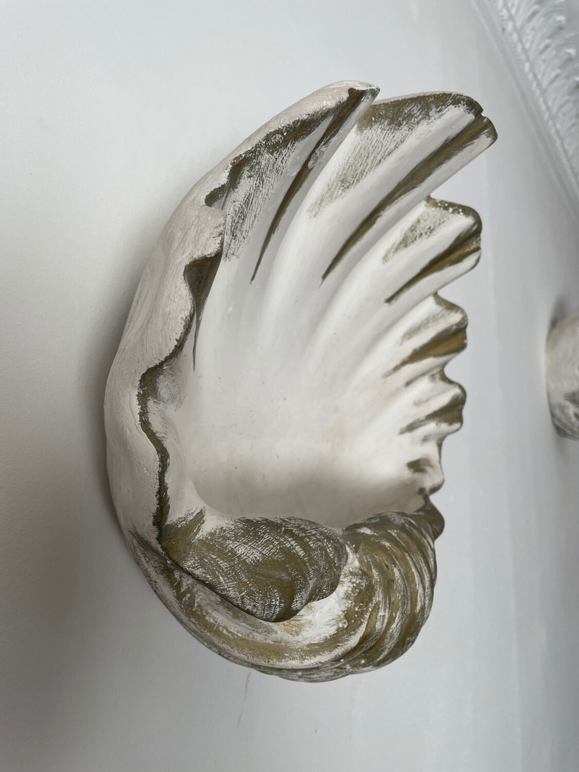 Duo of Art Deco plaster shell sconces