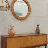 Round elm mirror, 80's