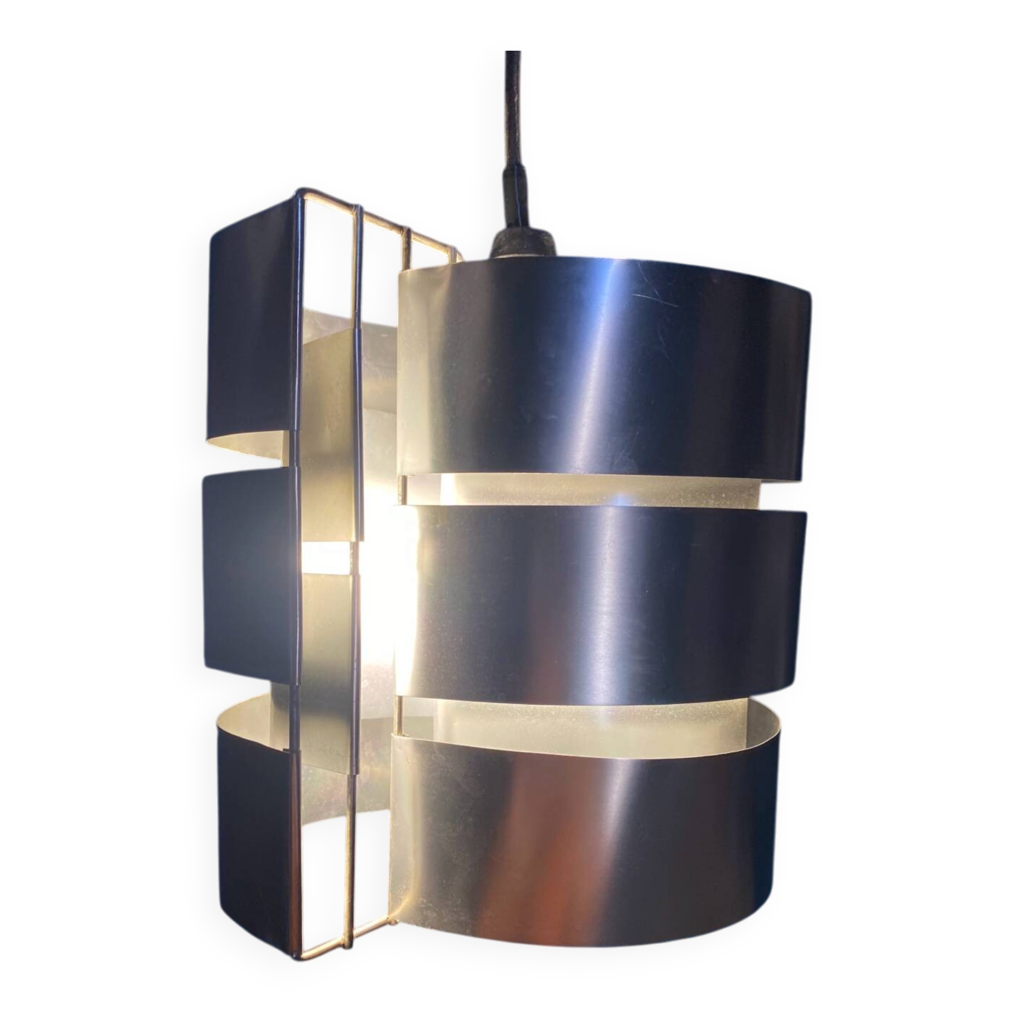 VINTAGE 1970 SPACE AGE BRUSHED ALUMINIUM LAMP/SUSPENSION MAX SAU