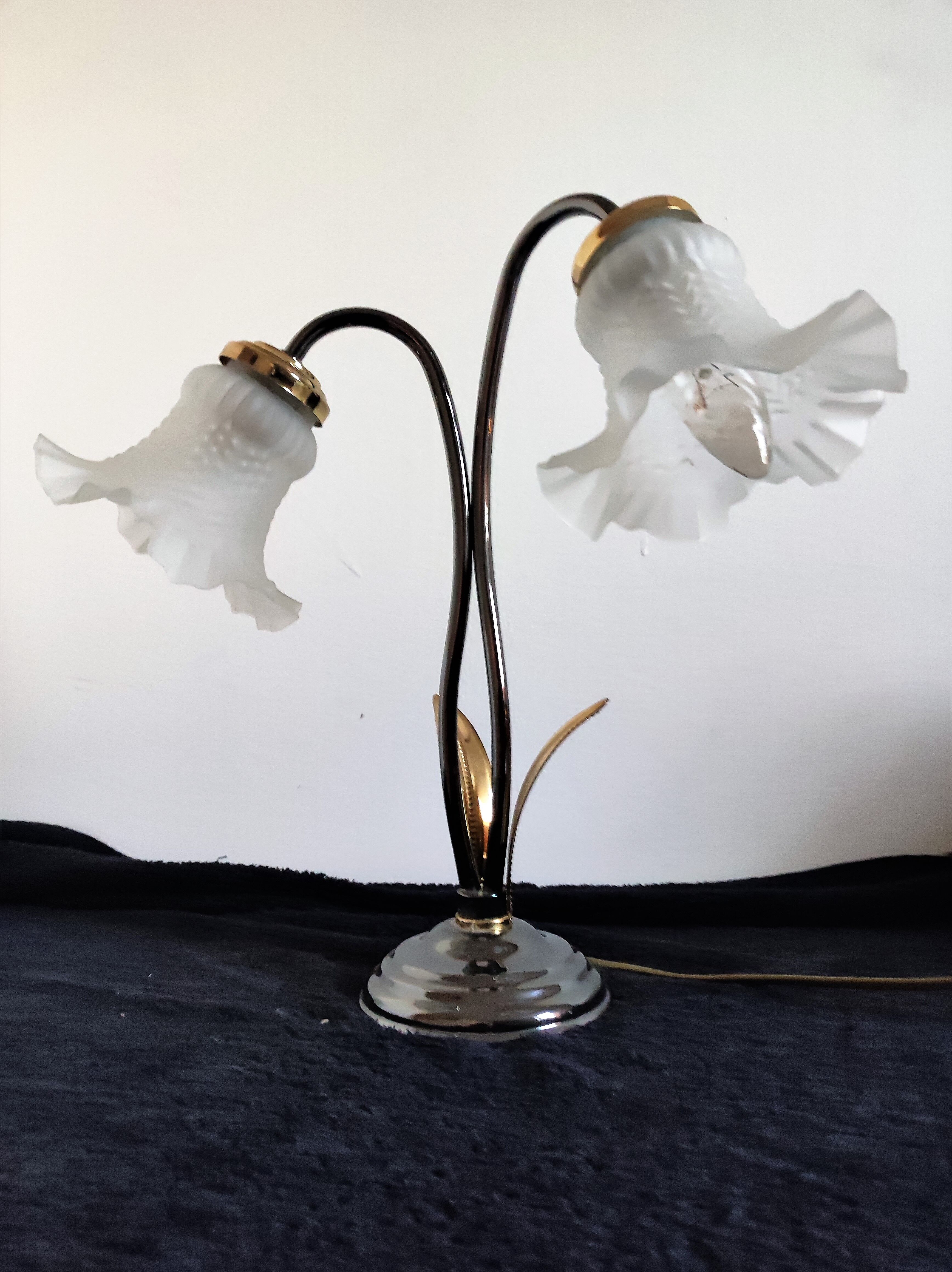 Double lamp gooseneck tulip glass paste decoration reeds