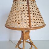 Pair of cane and bamboo lamps