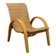 Rare Armchair in Wood and Woven Rattan, 1960s