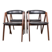 4 chaises Danoises en Afromosia et skaï modèle 205 par Thomas Harlev