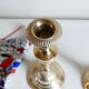 Pair of vintage brass chandeliers art deco style to pose on a console