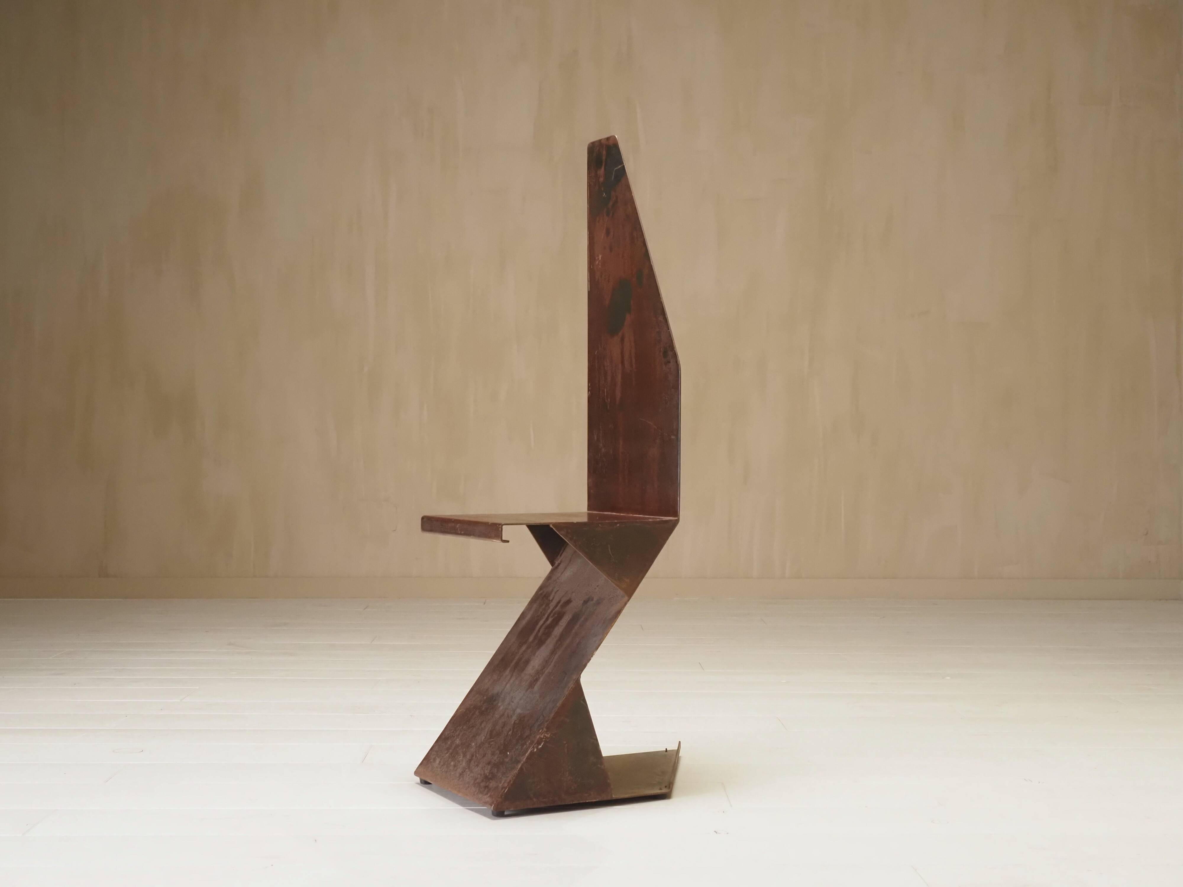 Postmodern sculptural chair in steel, Germany, 1980s