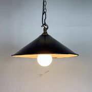 Industrial British Dark Blue Enamel Factory Pendant Lamp, 1950s